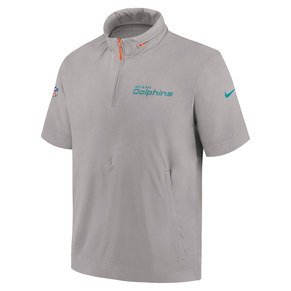 Miami Dolphins 2024 Sideline Coach Short Sleeve Half-Zip Hoodie Jacket Gray - Nike