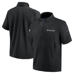 Minnesota Vikings 2024 Sideline Coach Short Sleeve Half-Zip Hoodie Jacket Black - Nike