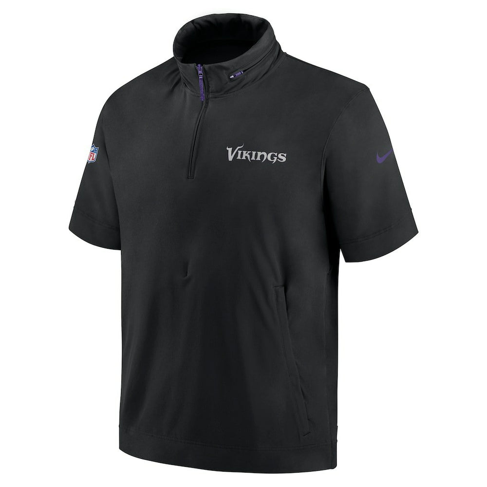Minnesota Vikings 2024 Sideline Coach Short Sleeve Half-Zip Hoodie Jacket Black - Nike