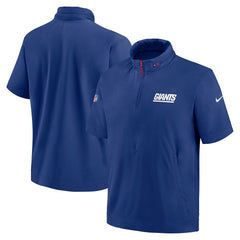 New York Giants 2024 Sideline Coach Short Sleeve Half-Zip Hoodie Jacket Royal - Nike