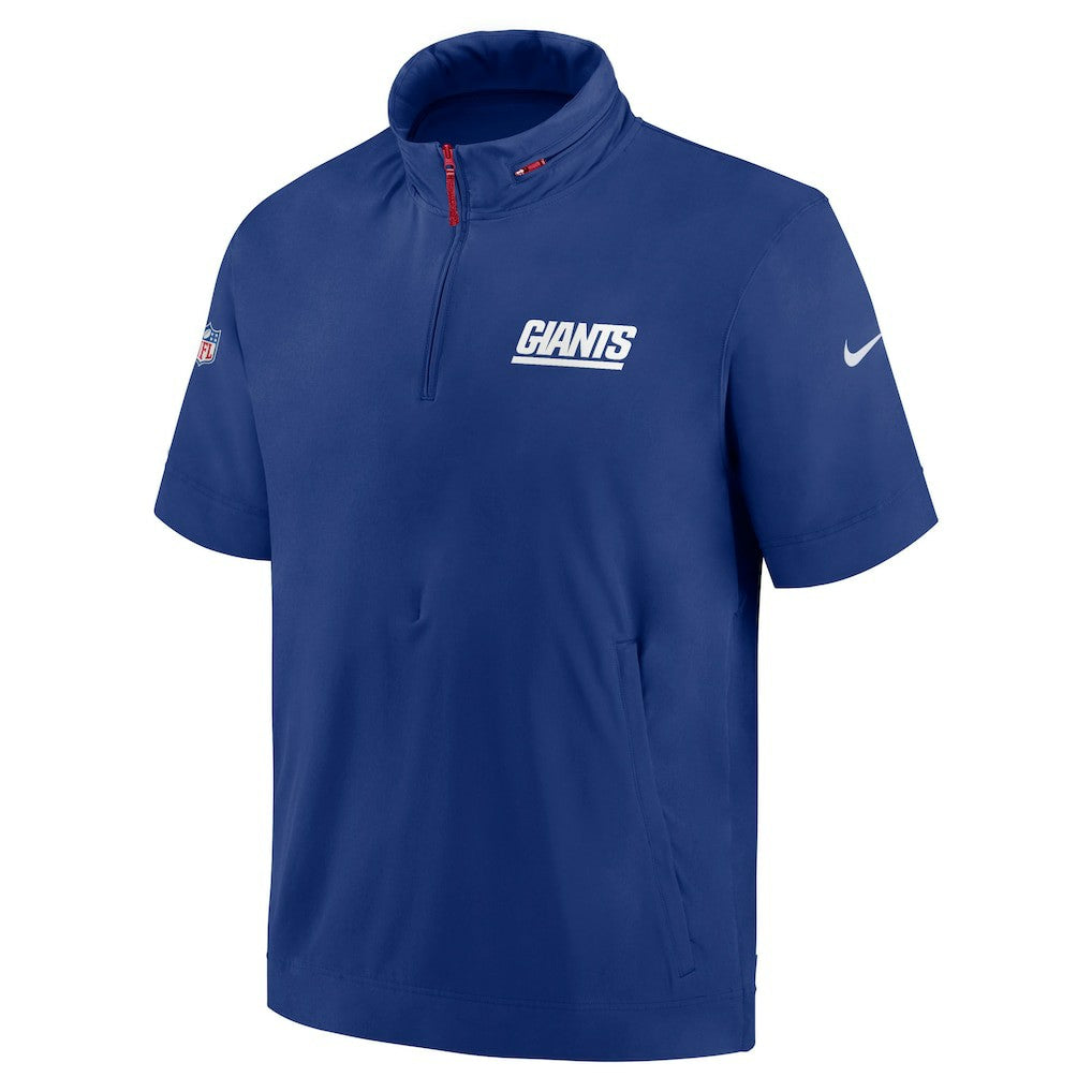New York Giants 2024 Sideline Coach Short Sleeve Half-Zip Hoodie Jacket Royal - Nike