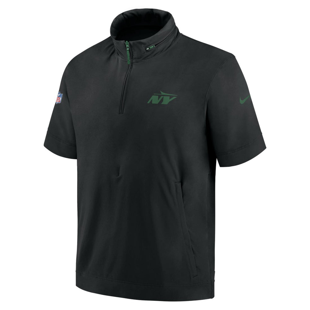 New York Jets 2024 Sideline Coach Short Sleeve Half-Zip Hoodie Jacket Black - Nike