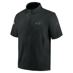 New York Jets 2024 Sideline Coach Short Sleeve Half-Zip Hoodie Jacket Black - Nike