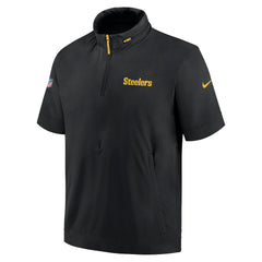 Pittsburgh Steelers 2024 Sideline Coach Short Sleeve Half-Zip Hoodie Jacket Black - Nike
