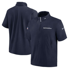 Seattle Seahawks 2024 Sideline Coach Short Sleeve Half-Zip Hoodie Jacket College Navy - Nike