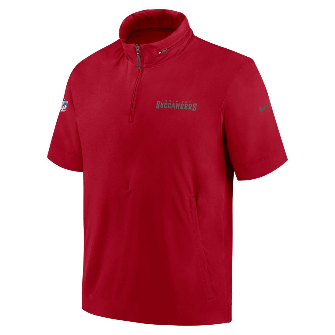 Tampa Bay Buccaneers 2024 Sideline Coach Short Sleeve Half-Zip Hoodie Jacket Red - Nike