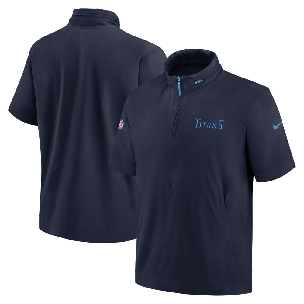 Tennessee Titans 2024 Sideline Coach Short Sleeve Half-Zip Hoodie Jacket Navy - Nike