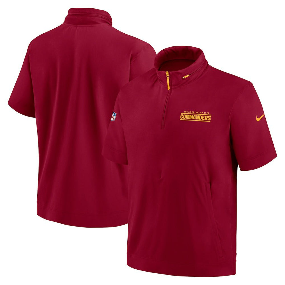 Washington Commanders 2024 Sideline Coach Short Sleeve Half-Zip Hoodie Jacket Burgundy - Nike