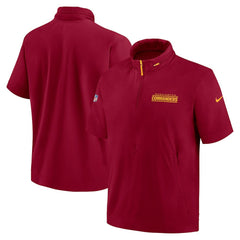 Washington Commanders 2024 Sideline Coach Short Sleeve Half-Zip Hoodie Jacket Burgundy - Nike