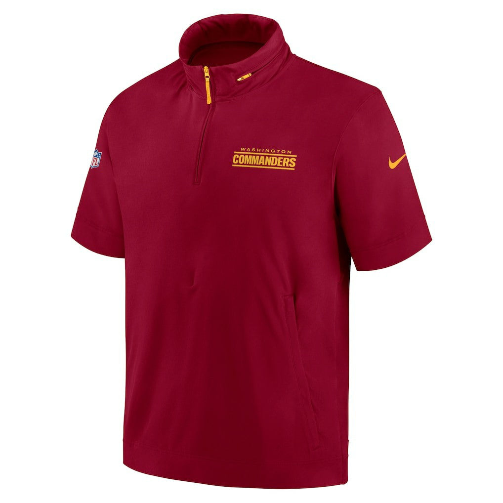 Washington Commanders 2024 Sideline Coach Short Sleeve Half-Zip Hoodie Jacket Burgundy - Nike