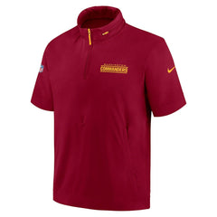 Washington Commanders 2024 Sideline Coach Short Sleeve Half-Zip Hoodie Jacket Burgundy - Nike