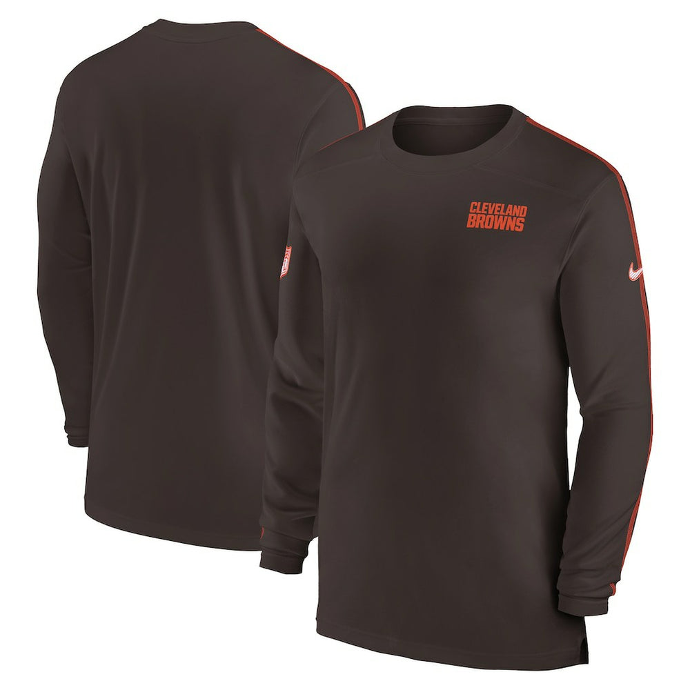 Cleveland Browns Sideline Coach UV Performance Long Sleeve T-Shirt Brown - Nike