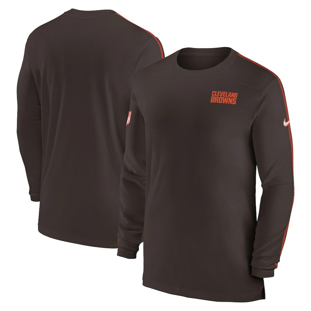 Cleveland Browns Sideline Coach UV Performance Long Sleeve T-Shirt Brown - Nike