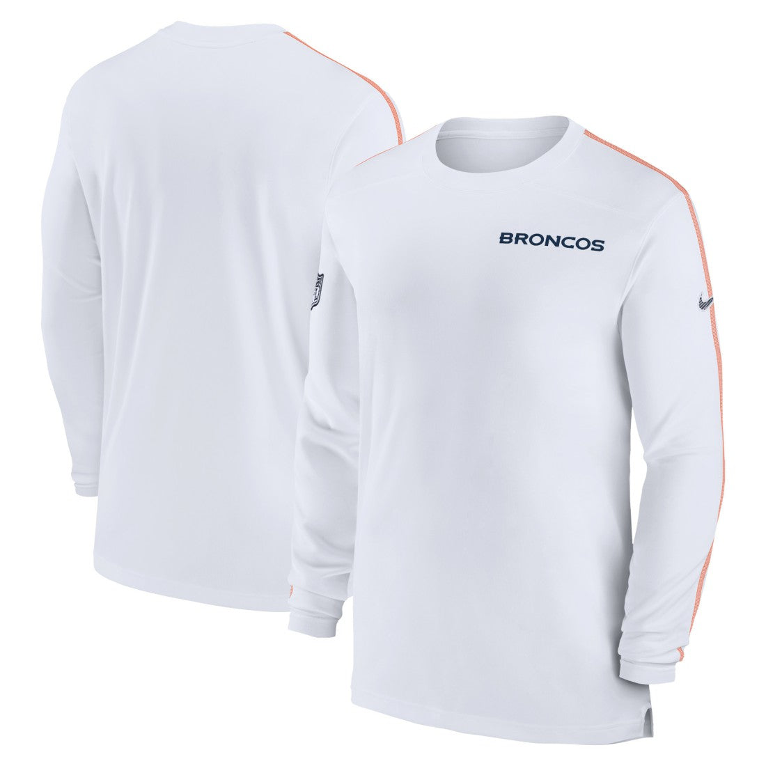 Denver Broncos Sideline Coach UV Performance Long Sleeve T-Shirt White - Nike
