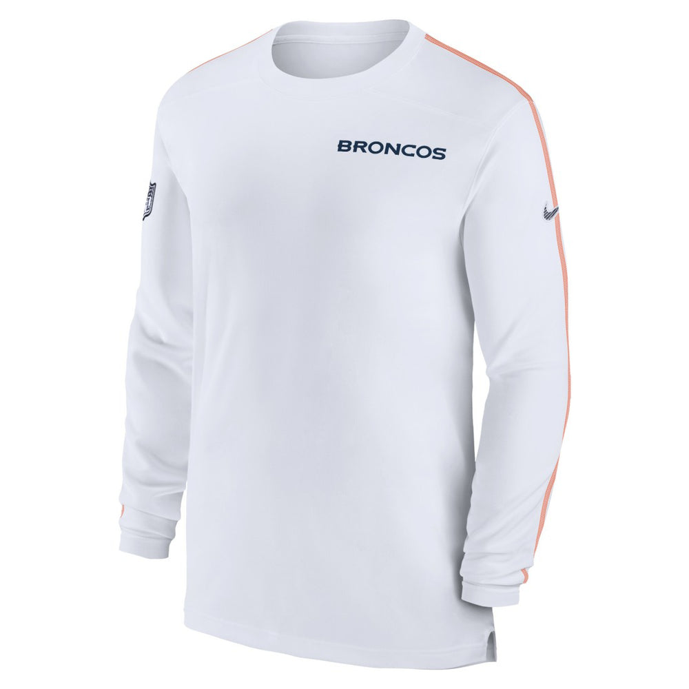 Denver Broncos Sideline Coach UV Performance Long Sleeve T-Shirt White - Nike