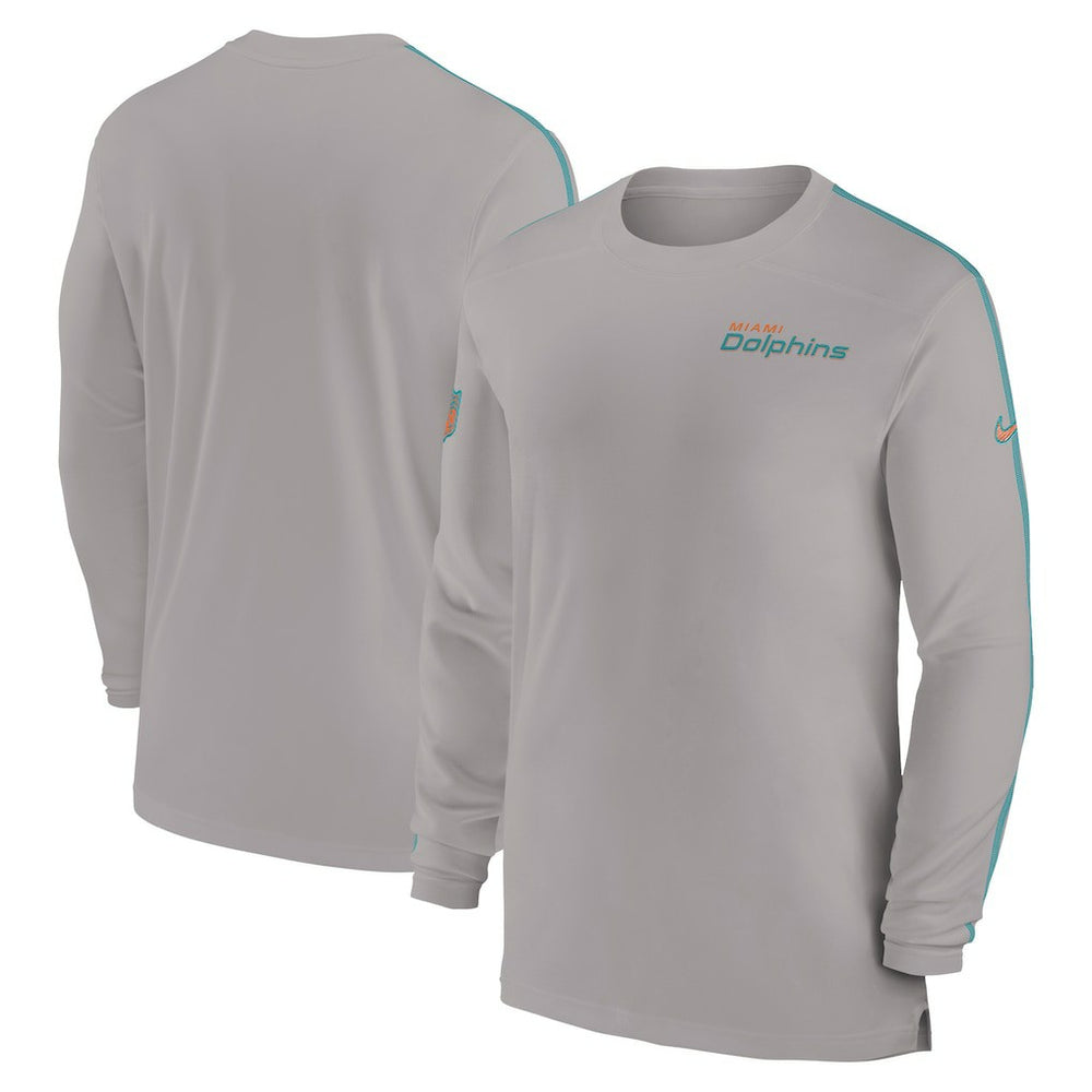Miami Dolphins Sideline Coach UV Performance Long Sleeve T-Shirt Gray - Nike