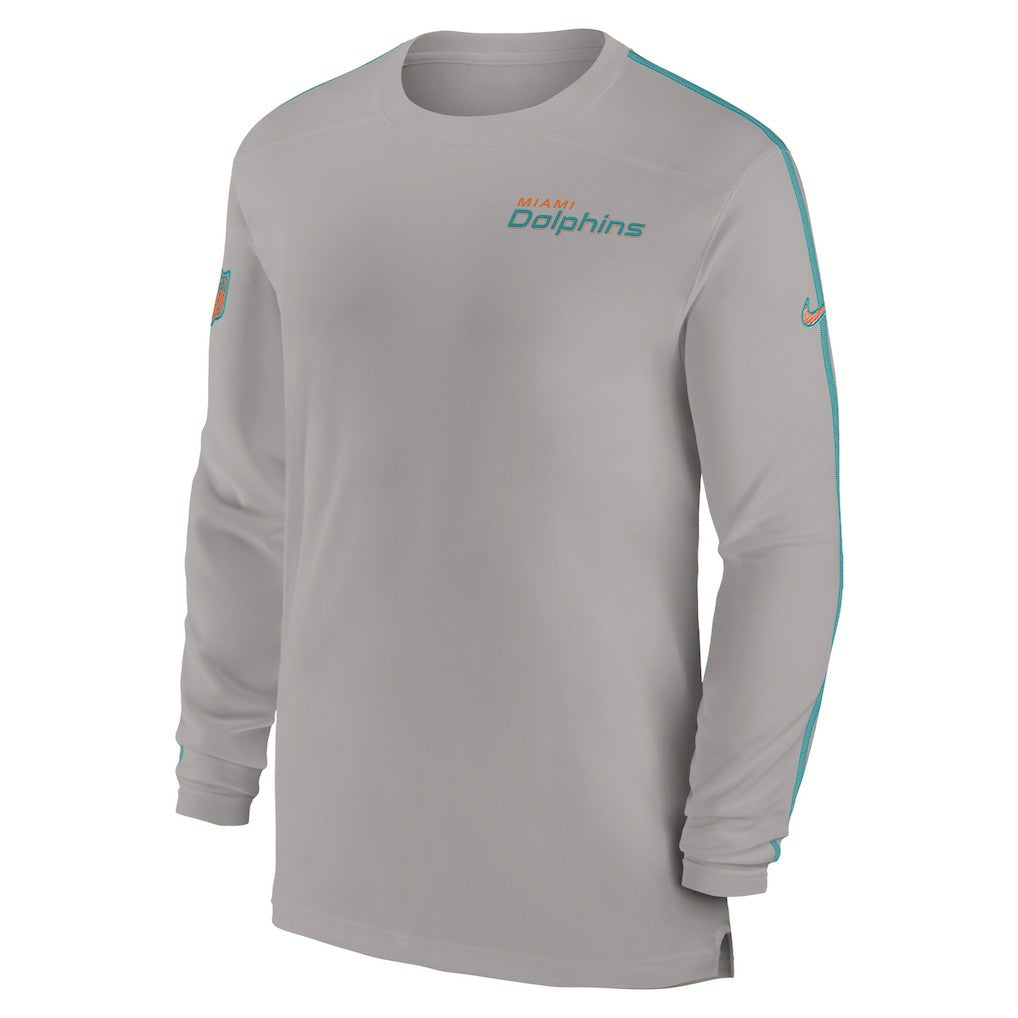 Miami Dolphins Sideline Coach UV Performance Long Sleeve T-Shirt Gray - Nike