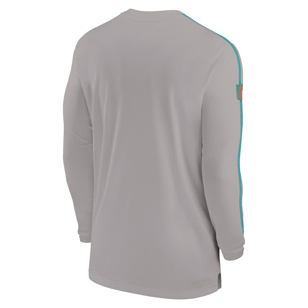 Miami Dolphins Sideline Coach UV Performance Long Sleeve T-Shirt Gray - Nike