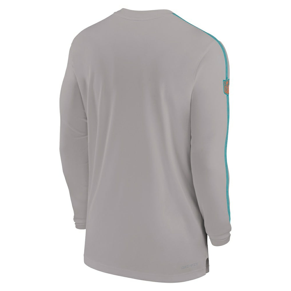 Miami Dolphins Sideline Coach UV Performance Long Sleeve T-Shirt Gray - Nike