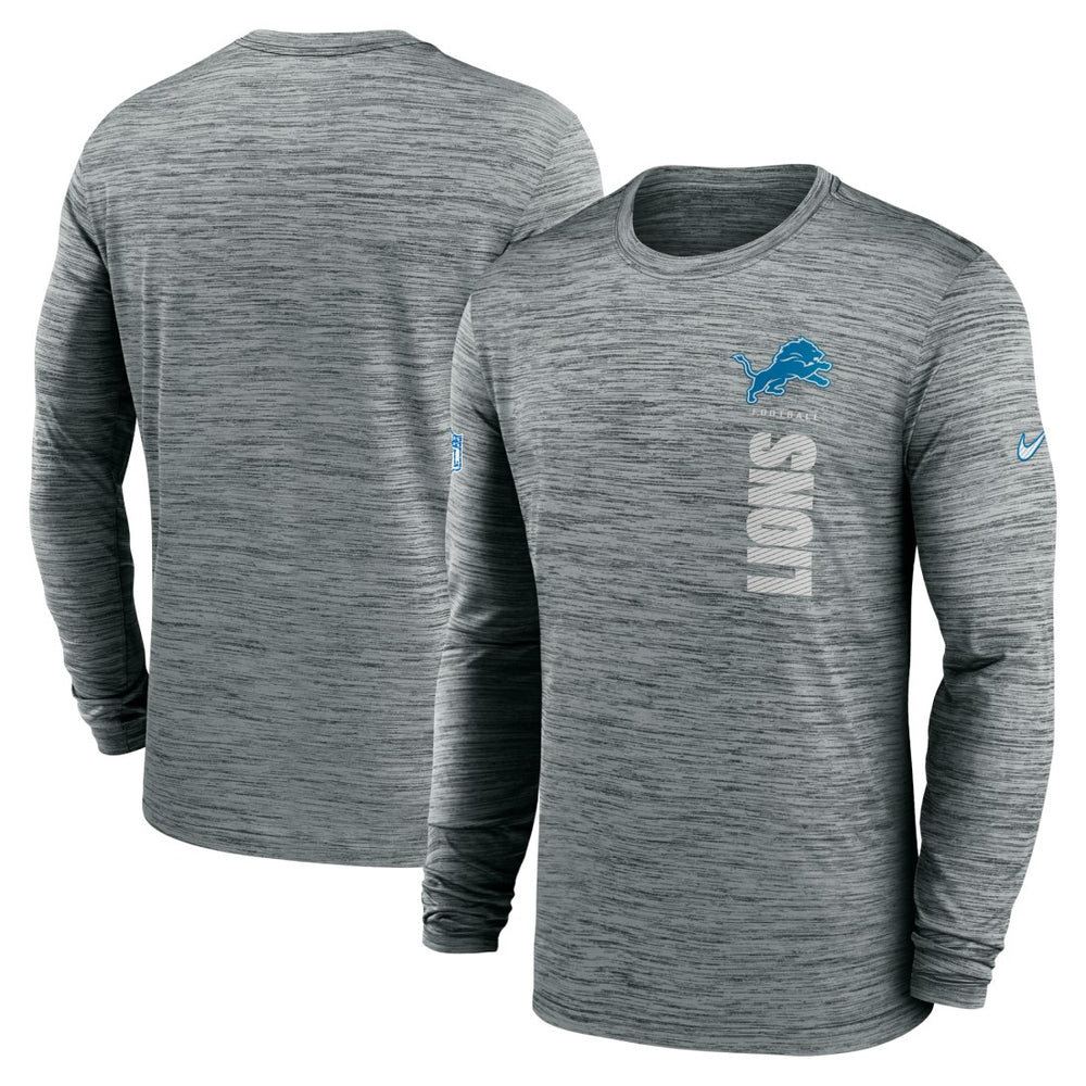Detroit Lions Sideline Velocity Dri-FIT Long Sleeve T-Shirt Gray - Nike