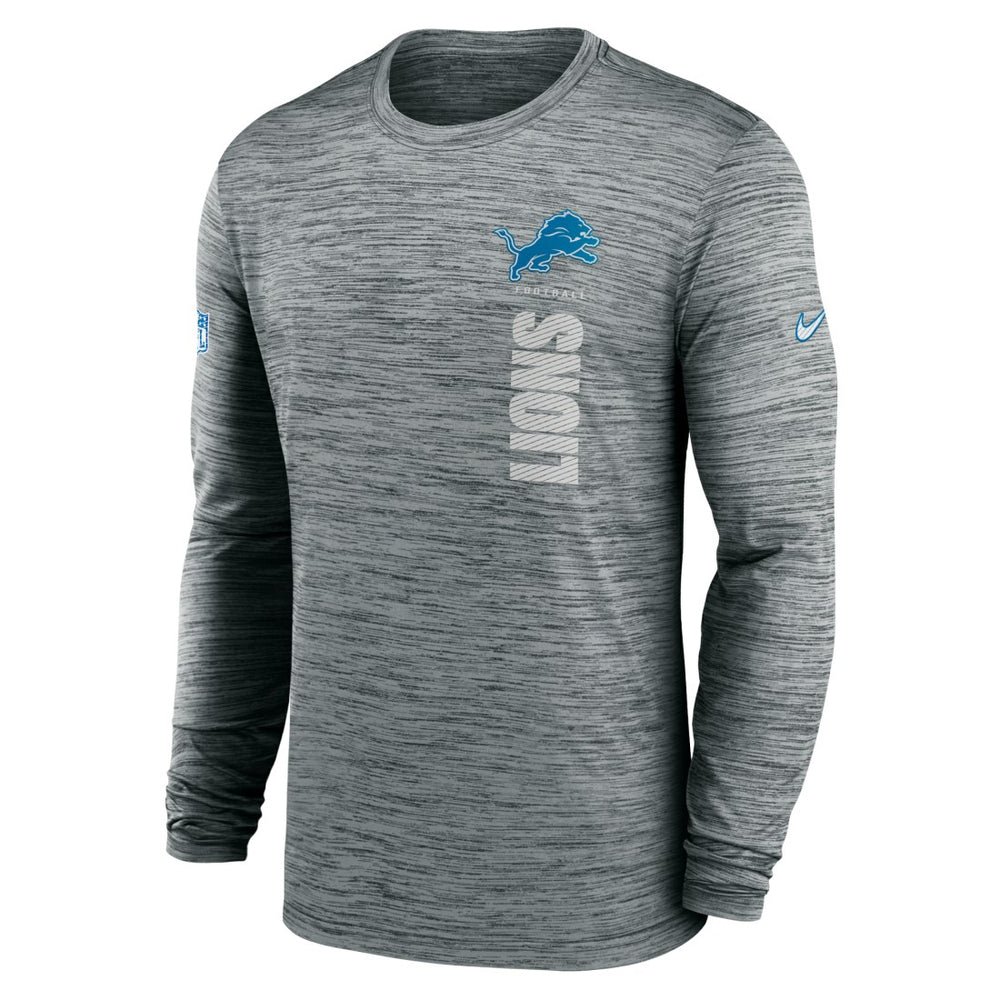 Detroit Lions Sideline Velocity Dri-FIT Long Sleeve T-Shirt Gray - Nike
