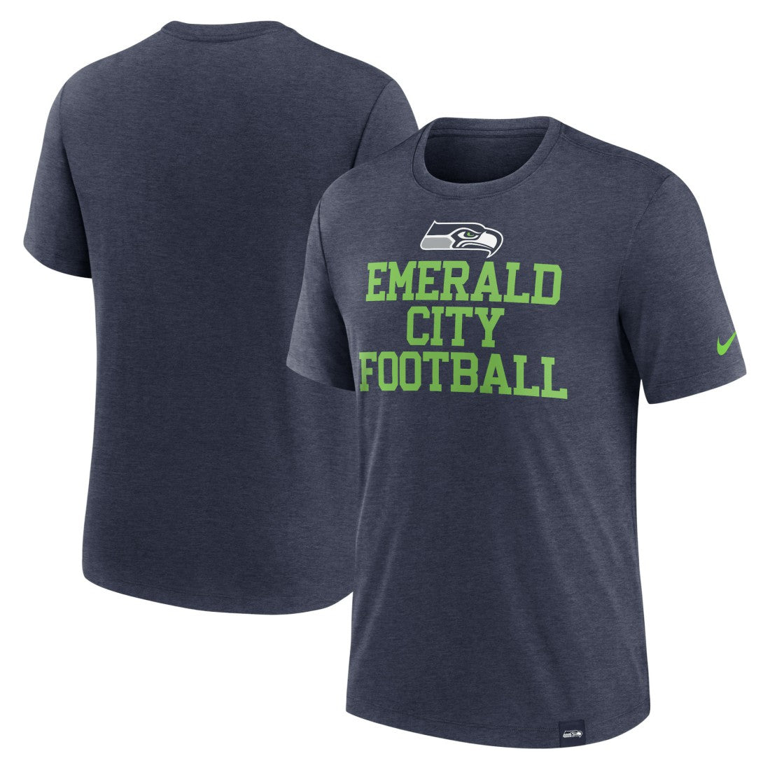 Seattle Seahawks Blitz Tri-Blend T-Shirt Heather College Navy - Nike