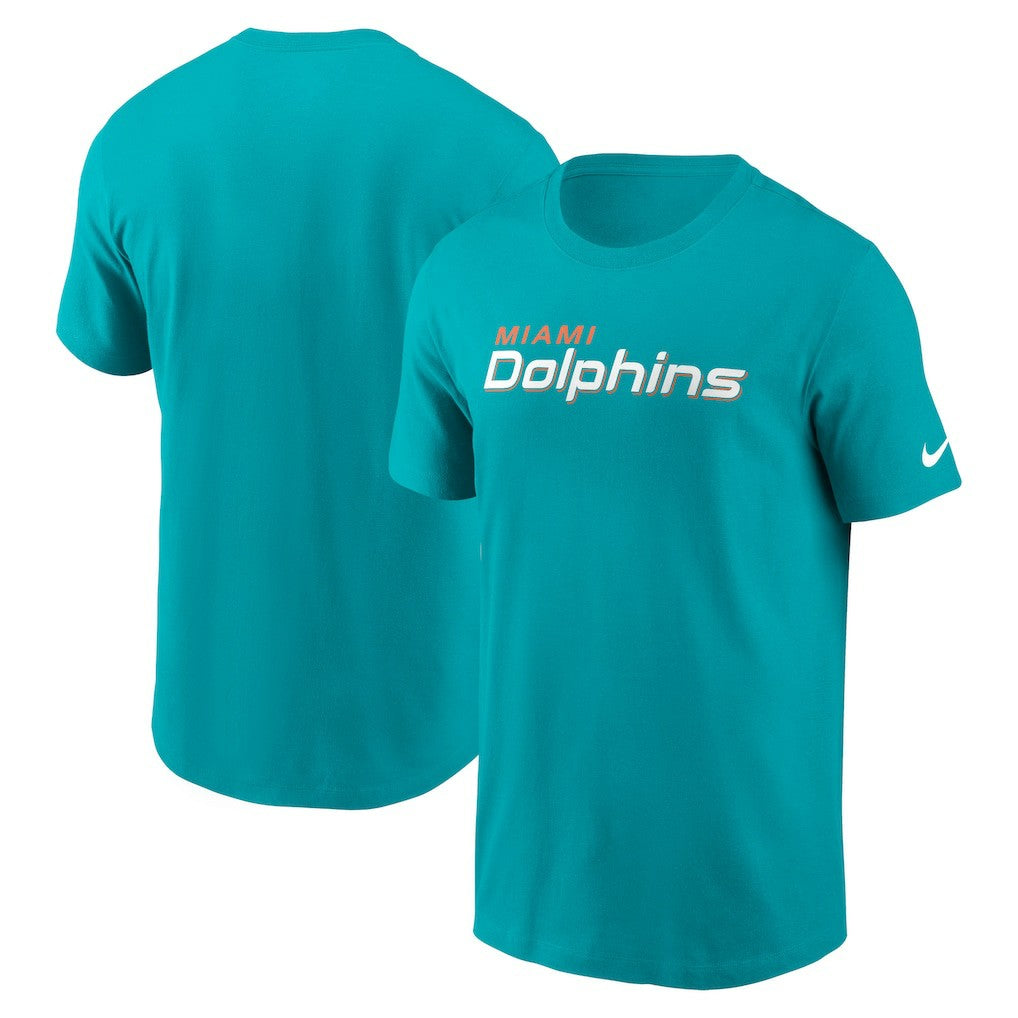 Miami Dolphins Primetime Wordmark Essential T-Shirt Aqua - Nike