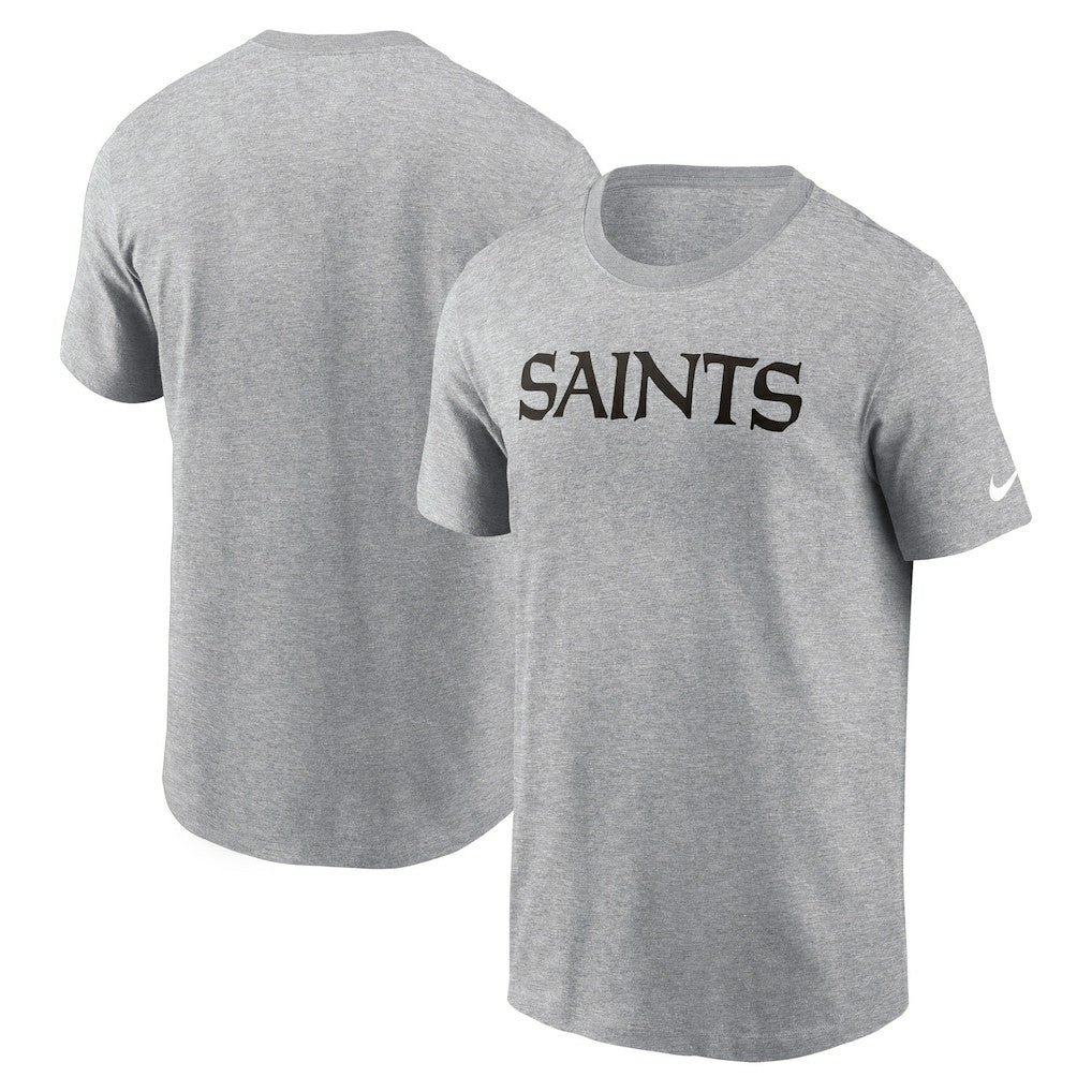 New Orleans Saints Primetime Wordmark Essential T-Shirt Heather Gray - Nike