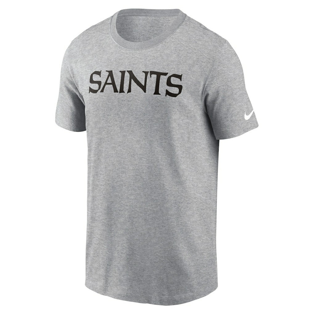 New Orleans Saints Primetime Wordmark Essential T-Shirt Heather Gray - Nike