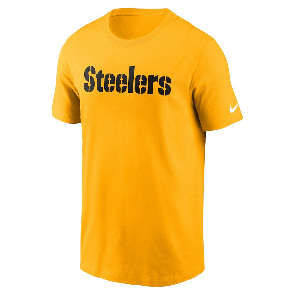 Pittsburgh Steelers Primetime Wordmark Essential T-Shirt Gold - Nike