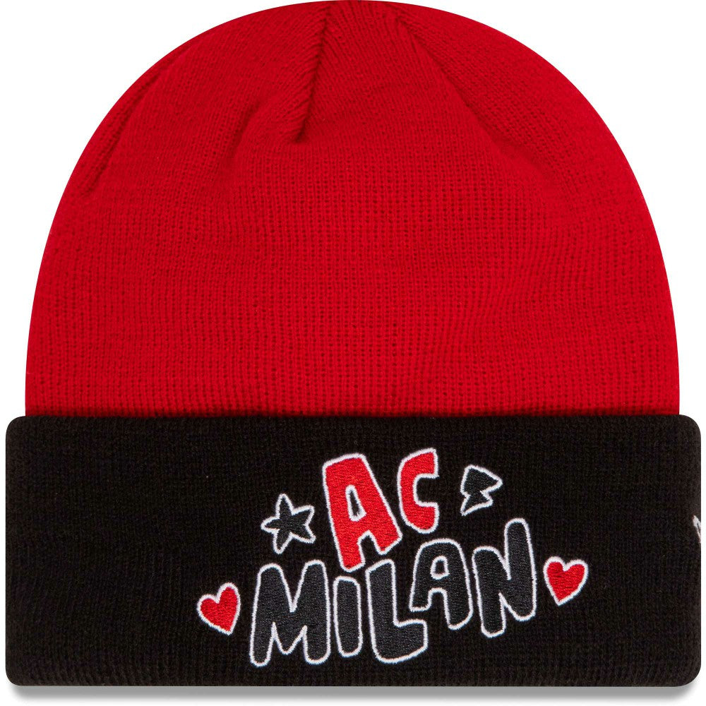 New Era AC Milan New Era Youth Wordmark Cuffed Knit Hat - Red