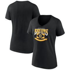 Boston Bruins Women's Slapshot V-Neck T-Shirt Black