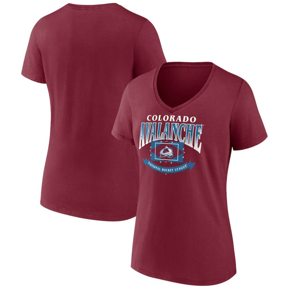 Colorado Avalanche - Women's Slapshot V-Neck T-Shirt Burgundy