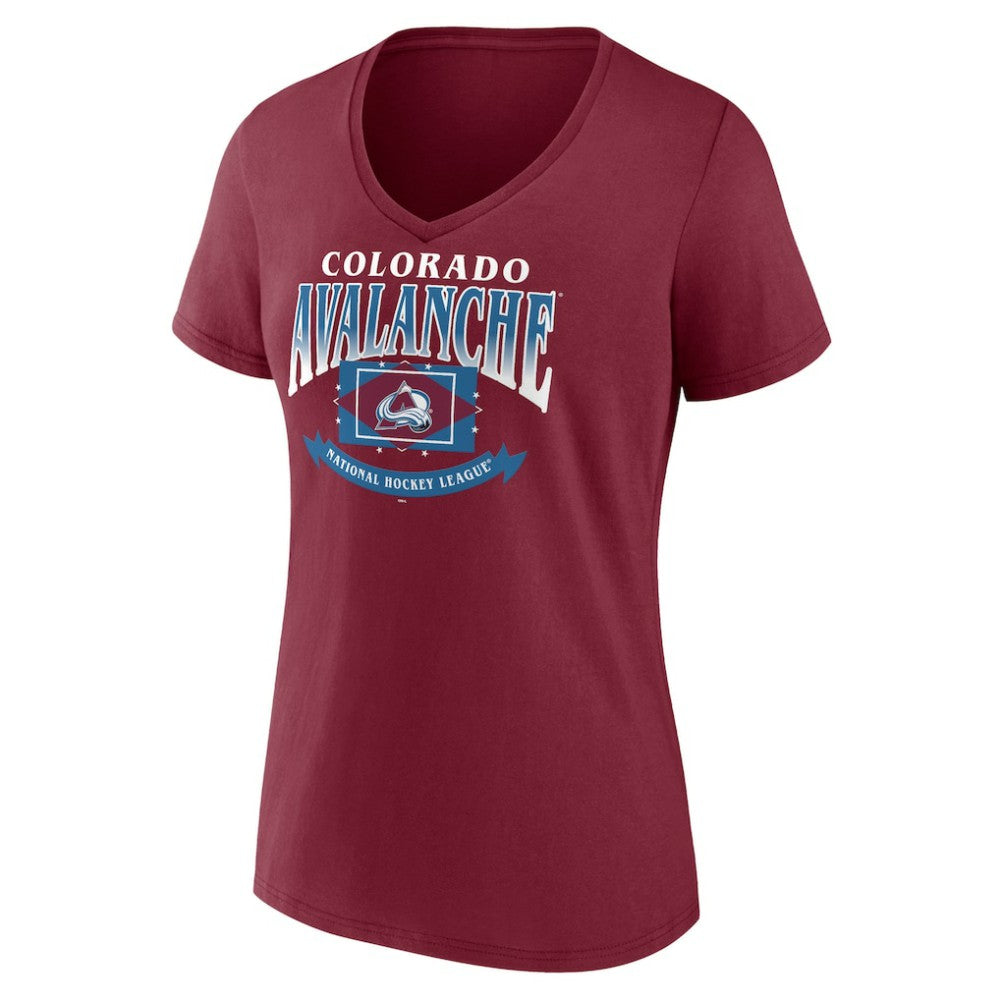 Colorado Avalanche - Women's Slapshot V-Neck T-Shirt Burgundy