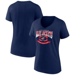 Columbus Blue Jackets - Women's Slapshot V-Neck T-Shirt Navy