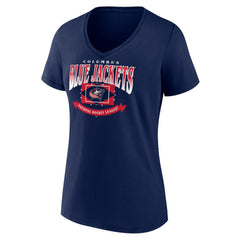 Columbus Blue Jackets - Women's Slapshot V-Neck T-Shirt Navy