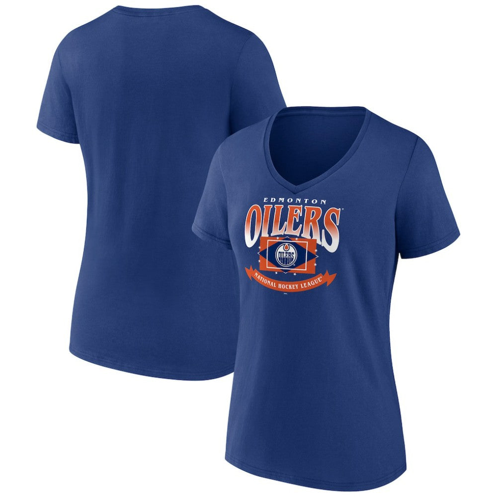 Edmonton Oilers - Women's Slapshot V-Neck T-Shirt Navy