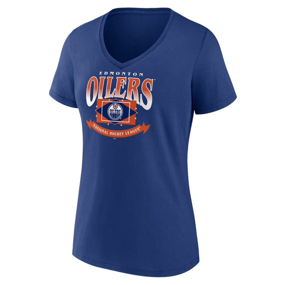 Edmonton Oilers - Women's Slapshot V-Neck T-Shirt Navy