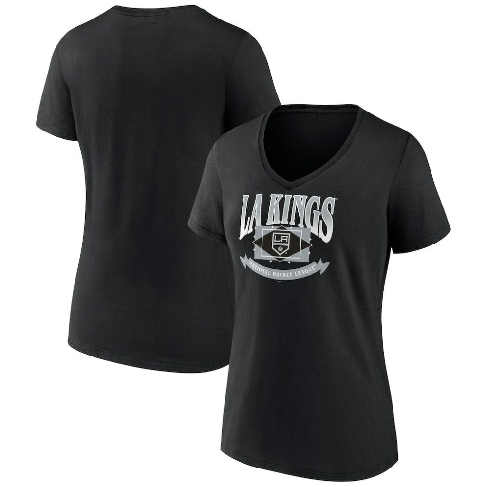 Los Angeles Kings - Women's Slapshot V-Neck T-Shirt Black