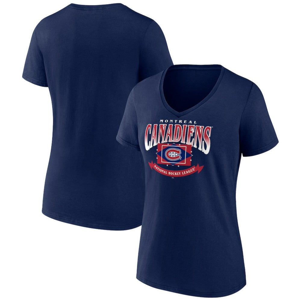 Montreal Canadiens - Women's Slapshot V-Neck T-Shirt Navy