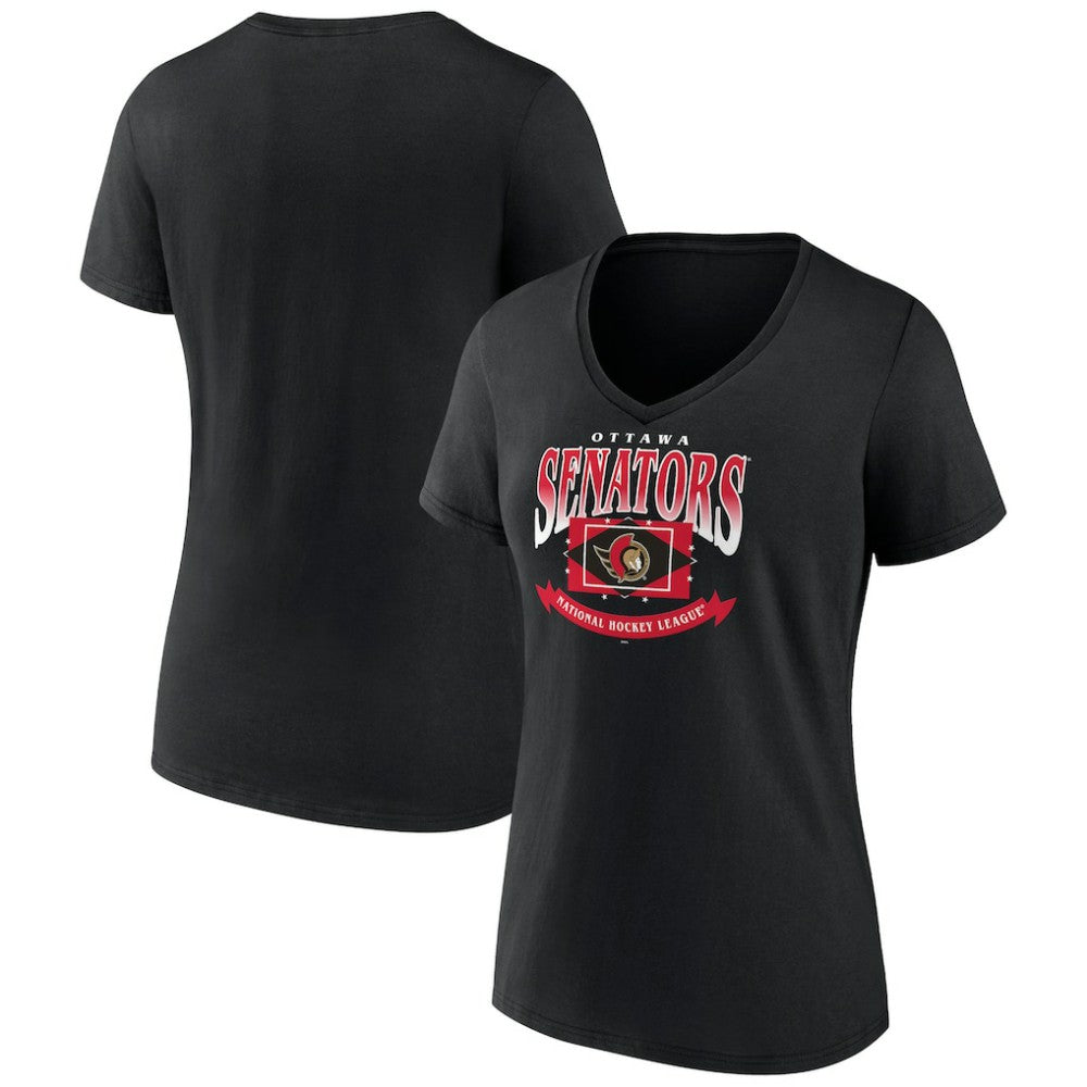 Ottawa Senators - Women's Slapshot V-Neck T-Shirt Black