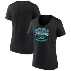 San Jose Sharks - Women's Slapshot V-Neck T-Shirt Black