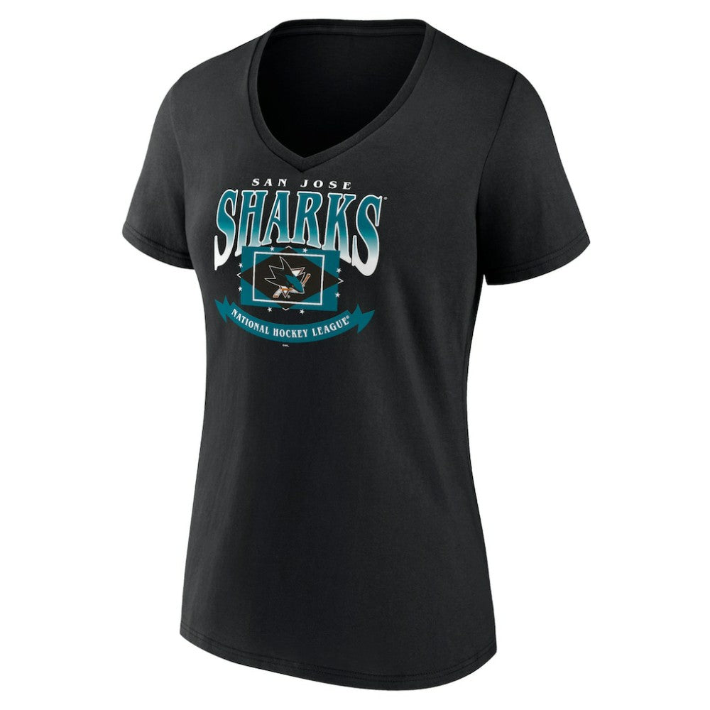 San Jose Sharks - Women's Slapshot V-Neck T-Shirt Black