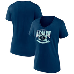 Seattle Kraken Women's Slapshot V-Neck T-Shirt Deep Sea Blue