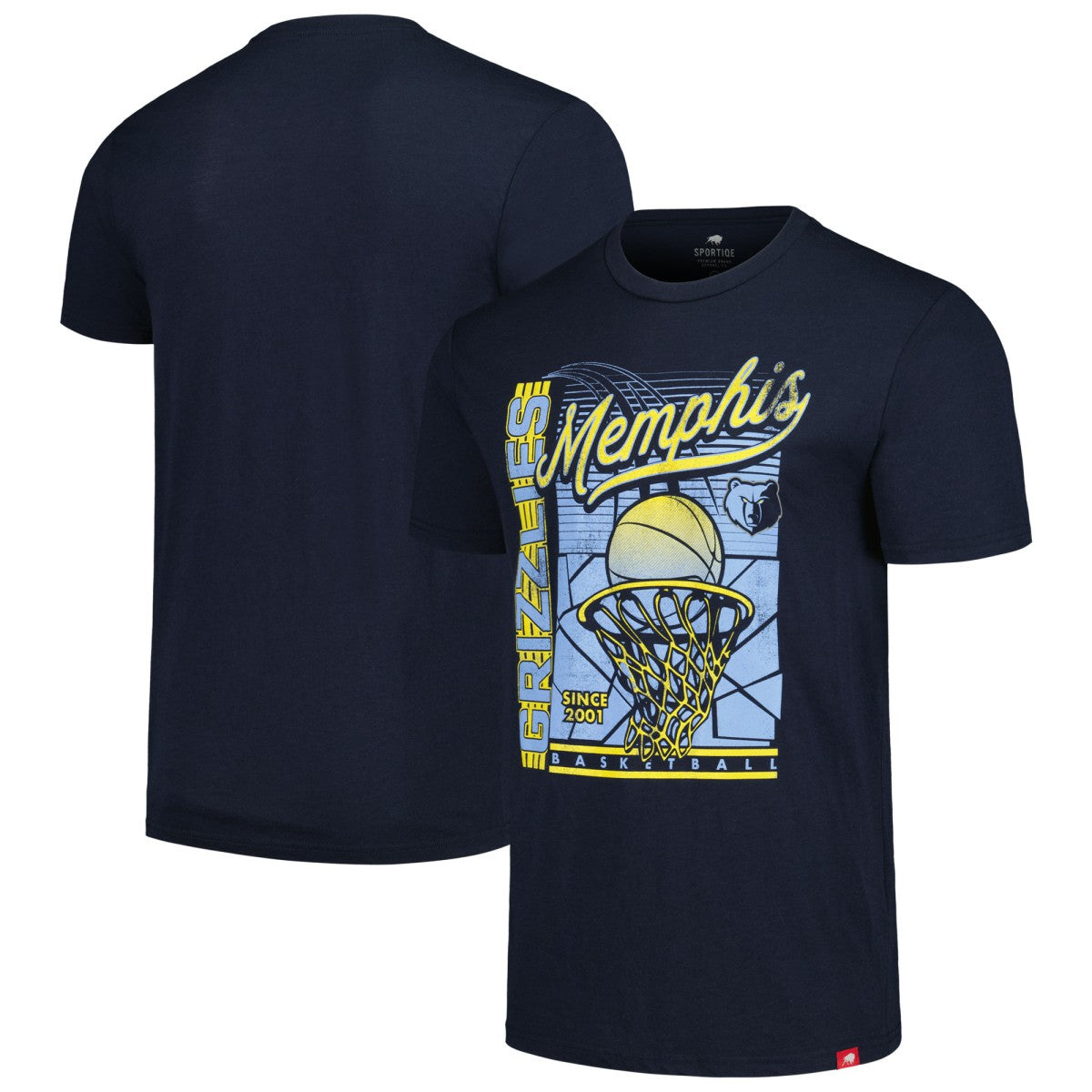 NBA - Memphis Grizzlies Sportiqe Unisex Swish Super-Soft Comfy Tri-Blend T-Shirt - Navy