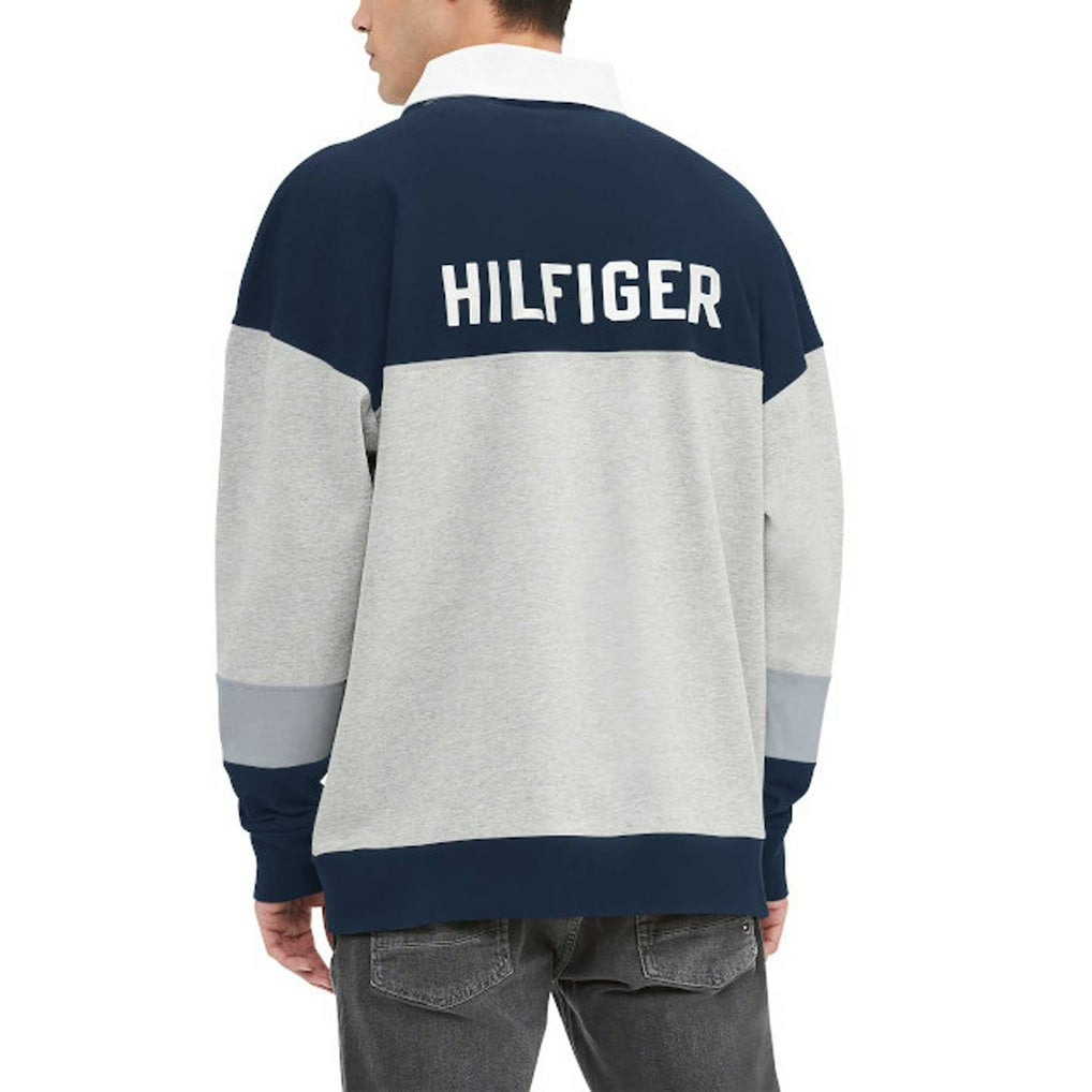 Dallas Cowboys Tommy Hilfiger Connor Oversized Rugby Long Sleeve Polo Heather Gray/Navy - NFL
