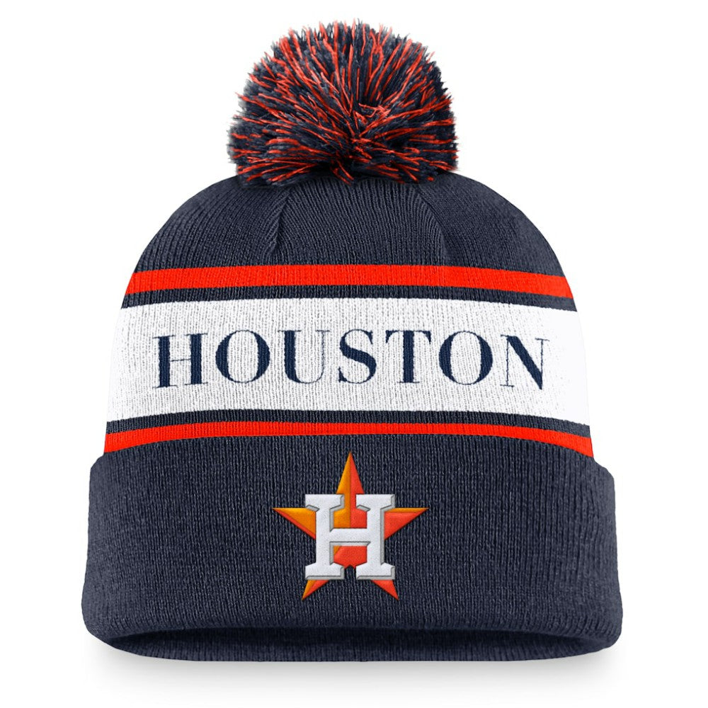 Houston Astros Nike Team Stripe Peak Cuffed Knit Hat with Pom Sale