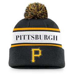 Pittsburgh Pirates Nike Team Stripe Peak Cuffed Knit Hat with Pom On Sale