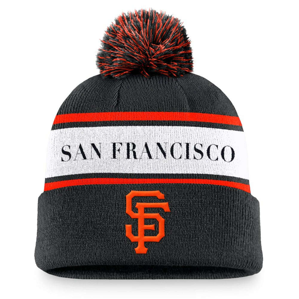 San Francisco Giants Nike Team Stripe Peak Cuffed Knit Hat with Pom Clearance