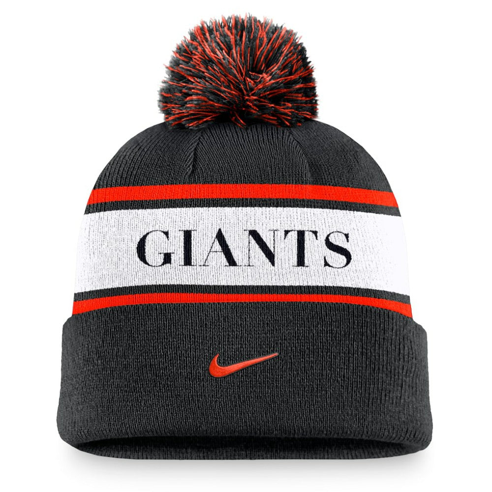 San Francisco Giants Nike Team Stripe Peak Cuffed Knit Hat with Pom Clearance